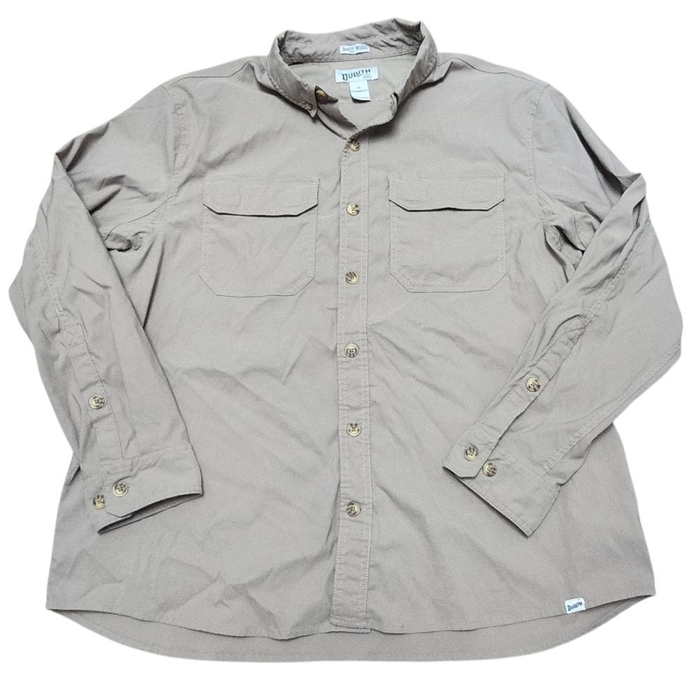 Duluth Trading Co Tan Men's DuluthFlex Dry On The Fly Standard Fit Shirt. Sz. XL